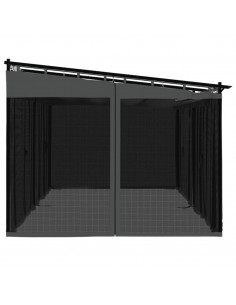 Gazebo con Pareti in Rete Antracite 6x3 m in Acciaio