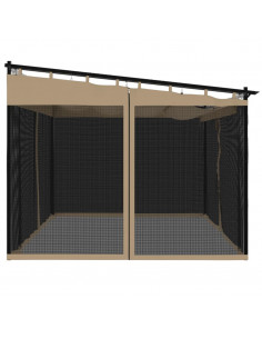 Gazebo con Pareti in Rete Tortora 4x3 m in Acciaio