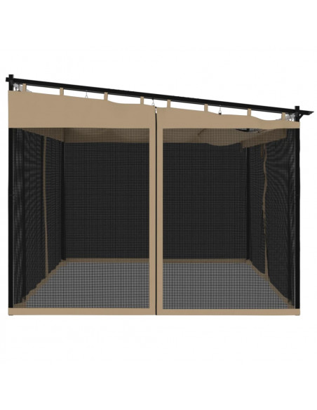 Gazebo con Pareti in Rete Tortora 4x3 m in Acciaio