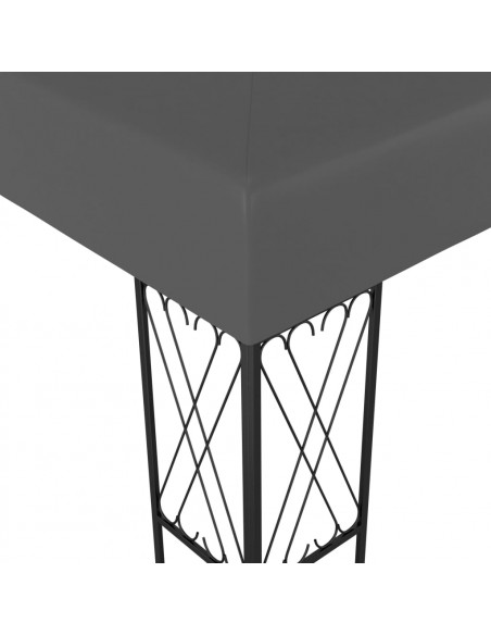 Gazebo con Stringa di Luci LED 3x3 m in Tessuto Antracite