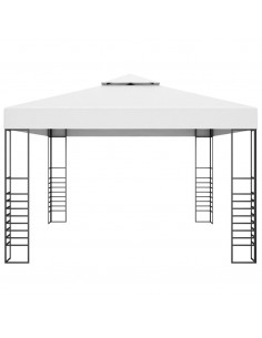 Gazebo con Stringa di Luci LED 4x3x2,7 m Bianco