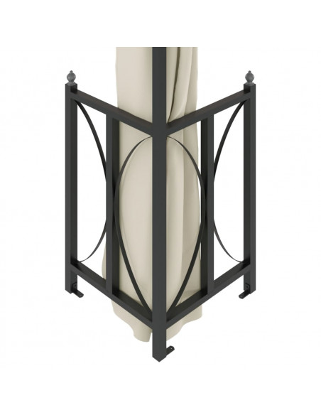 Gazebo con Teli Laterali e Doppio Tetto 3x4 m Crema
