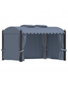 Gazebo con Tende 3x4 cm Antracite in Acciaio