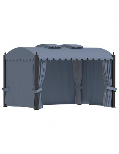 Gazebo con Tende 3x4 cm Antracite in Acciaio