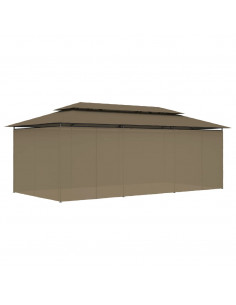 Gazebo con Tende 600x298x270 cm Grigio Talpa 180 g/m²