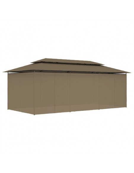 Gazebo con Tende 600x298x270 cm Grigio Talpa 180 g/m²