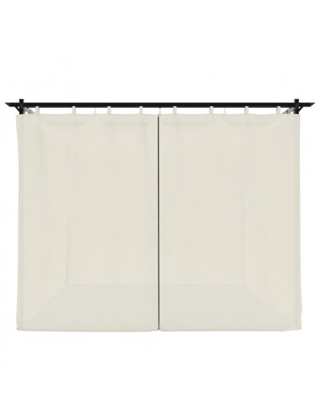 Gazebo con Tende Crema 3x3 m in Acciaio