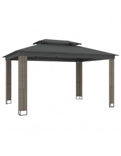 Gazebo con Tetto Doppio Antracite 3,94x2,96 m in Acciaio