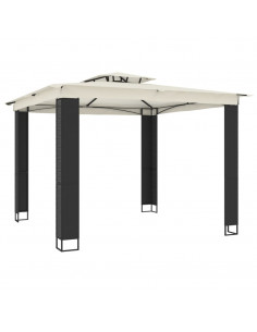 Gazebo con Tetto Doppio Crema 2,94x2,94 m in Acciaio