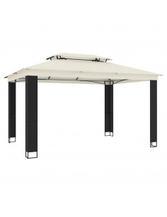 Gazebo con Tetto Doppio Crema 3,94x2,96 m in Acciaio