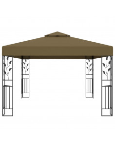 Gazebo con Tetto Doppio e Luci LED 3x4 m Grigio Talpa