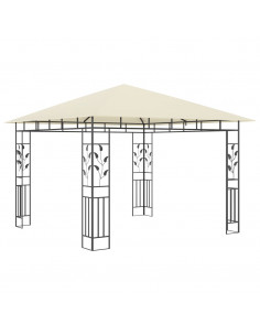 Gazebo con Zanzariera e Luci LED 3x3x2,73 m Crema