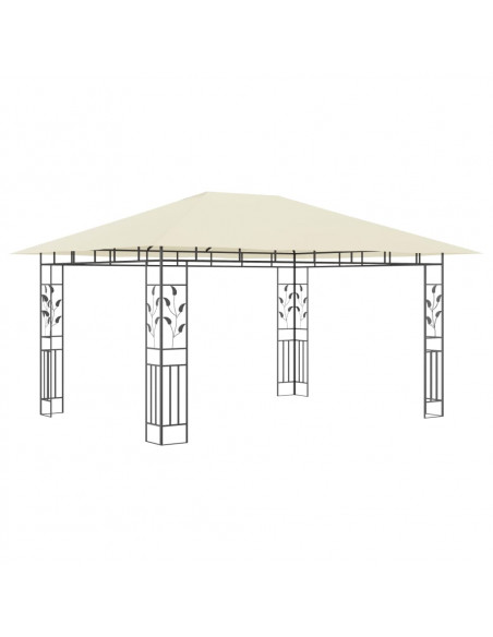 Gazebo con Zanzariera e Luci LED 4x3x2,73 m Crema