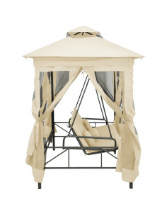 Gazebo Convertibile Panchina a Dondolo Bianco Crema