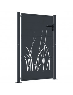 Cancello Giardino Antracite 105x155 cm in Acciaio Design Erba 2