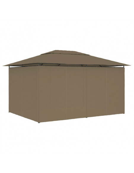 Gazebo da Giardino con Tende 4x3 m Grigio Talpa 180 g/m²