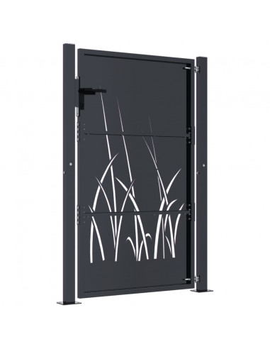 Cancello Giardino Antracite 105x155 cm in Acciaio Design Erba