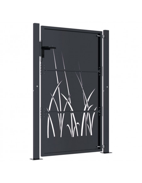 Cancello Giardino Antracite 105x155 cm in Acciaio Design Erba