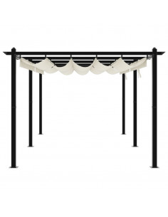 Gazebo da Giardino con Tetto Retrattile Crema 3x6m in Alluminio