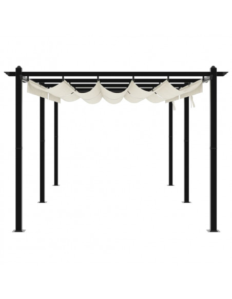 Gazebo da Giardino con Tetto Retrattile Crema 3x6m in Alluminio