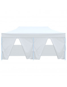 Gazebo Pieghevole con 4 Pareti 3x6 m Acciaio Bianco