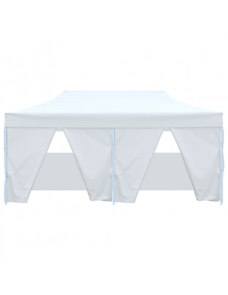 Gazebo Pieghevole con 4 Pareti 3x6 m Acciaio Bianco