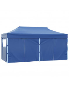 Gazebo Pieghevole con 4 Pareti 3x6m Acciaio Blu