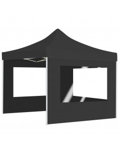 Gazebo Pieghevole con Pareti Alluminio 2x2 m Antracite