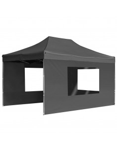 Gazebo Pieghevole con Pareti in Alluminio 4,5x3m Antracite