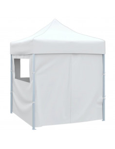 Gazebo Pieghevole Professionale 4 Pareti 2x2m Acciaio Bianco