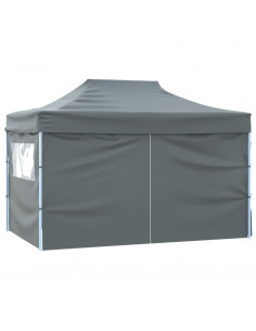 Gazebo Professionale Pieghevole 4 Pareti 3x4m Acciaio Antracite