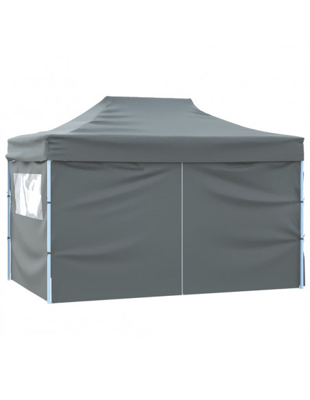 Gazebo Professionale Pieghevole 4 Pareti 3x4m Acciaio Antracite
