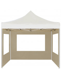 Gazebo Professionale Pieghevole Alluminio con Pareti 3x3m Crema