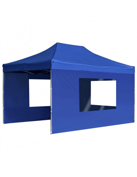 Gazebo Professionale Pieghevole Pareti Alluminio 4,5x3m Blu