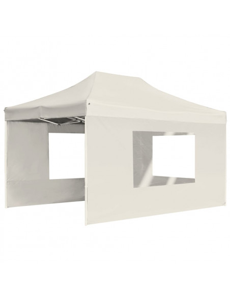 Gazebo Professionale Pieghevole Pareti Alluminio 4,5x3m Crema