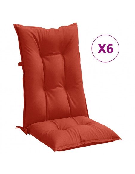 Cuscini Sedia Schiena Alta 6 Rosso Mélange 120x50x7 Tessuto