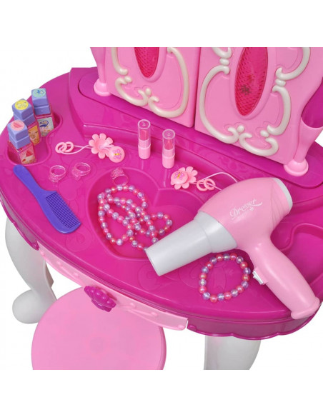 Gioco per Bambini Tavolo Cosmetica 3 Specchi con Luci/Suoni