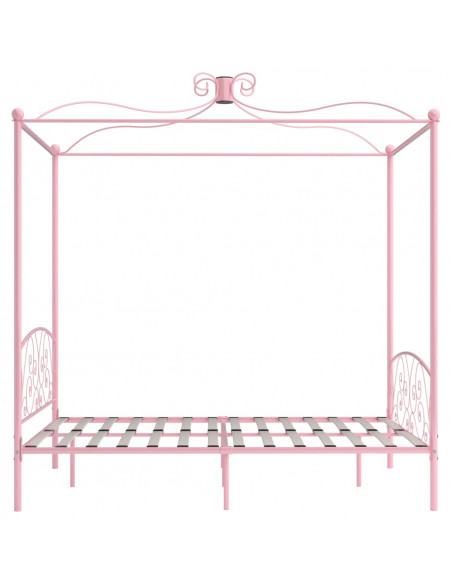 Giroletto a Baldacchino Rosa in Metallo 180x200 cm