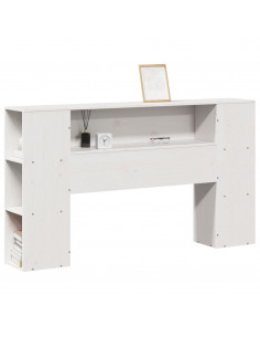 Testiera con Ripiani Bianca 150 cm in Legno Massello di Pino 2