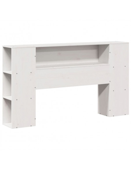 Testiera con Ripiani Bianca 150 cm in Legno Massello di Pino