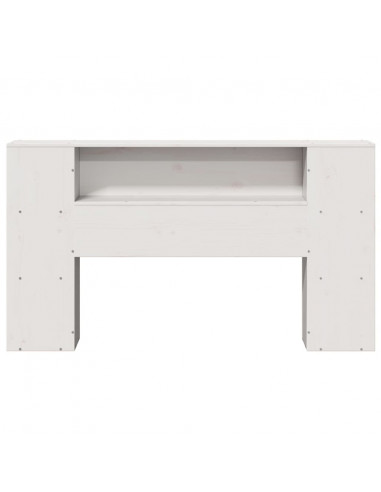 Testiera con Ripiani Bianca 150 cm in Legno Massello di Pino