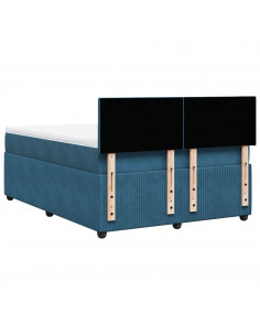 Giroletto a Molle con Materasso Blu 140x200 cm in Velluto