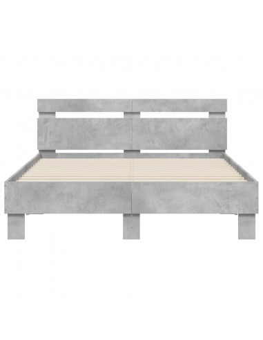 Giroletto con Testiera e LED Grigio Cemento 120x190 cm