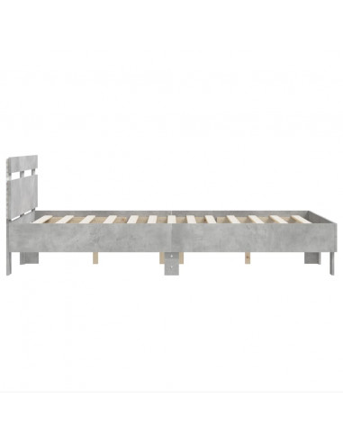 Giroletto con Testiera e LED Grigio Cemento 120x190 cm