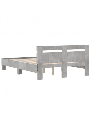 Giroletto con Testiera e LED Grigio Cemento 120x190 cm