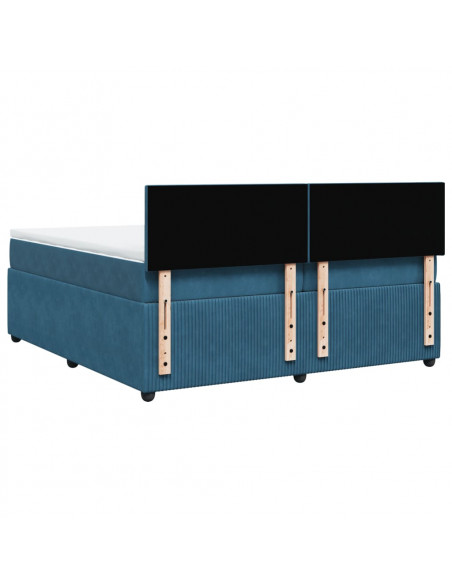 Giroletto a Molle con Materasso Blu 200x200 cm in Velluto