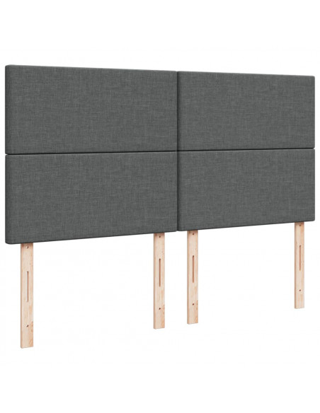 Giroletto a Molle con Materasso Grigio Scuro 200x200 cm Tessuto