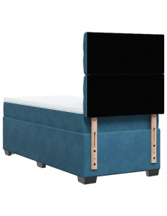 Giroletto a Molle con Materasso Blu 90x200 cm in Velluto