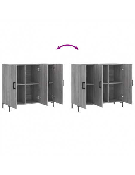 Credenza Grigio Sonoma 90x34x80 cm in Legno Multistrato