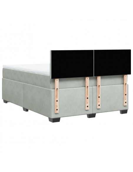 Giroletto a Molle con Materasso Grigio Chiaro 160x200cm Velluto
